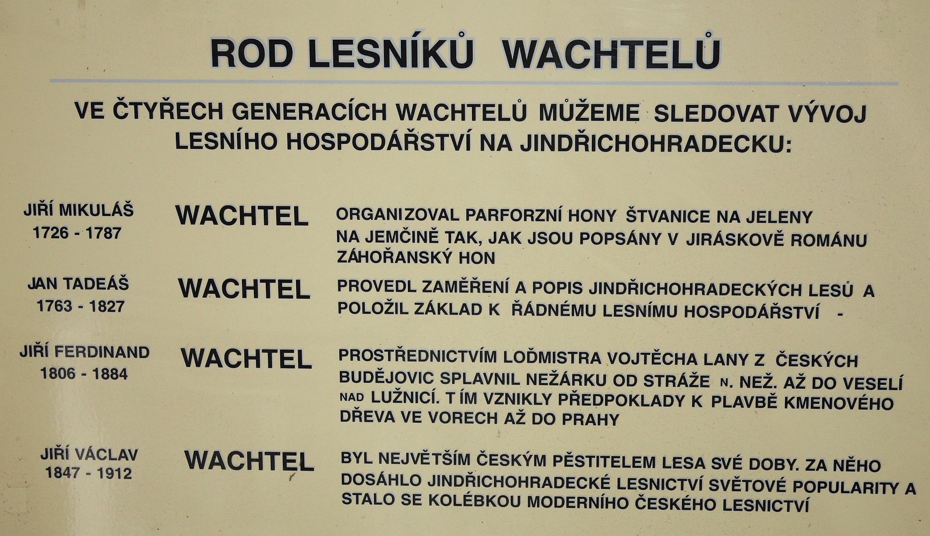 Pamětní deska lesnického rodu Wachtelů, Jindřichův Hradec - 20140829